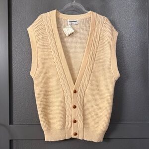 CHRISTIAN Dior • vintage Beige V-Neck Sweater Vest - flaw